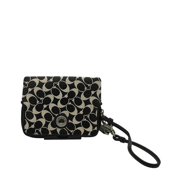 Coach Signature Coated Canvas Zip Wristlet EUC - Picture 1 of 8